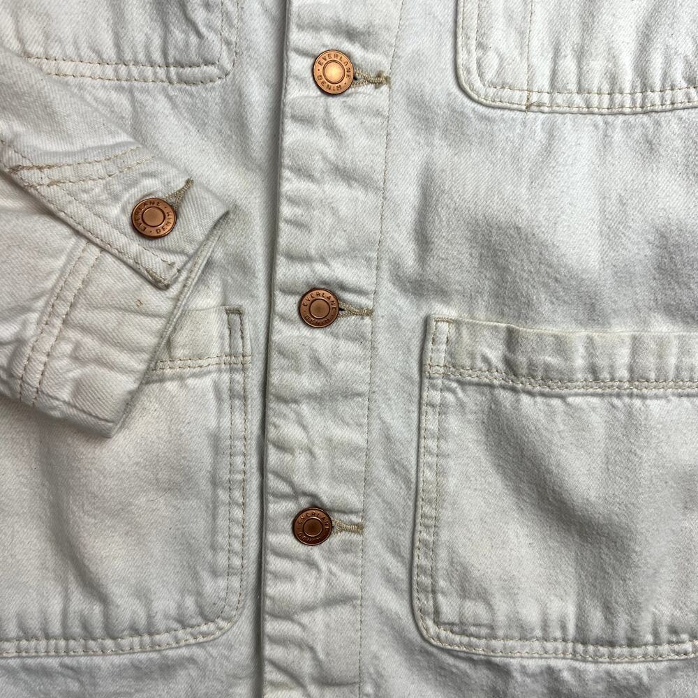 Everlane Denim Chore Jacket Womens XS Ivory Patina Organic Cotton Minimalist - Picture 4 of 9